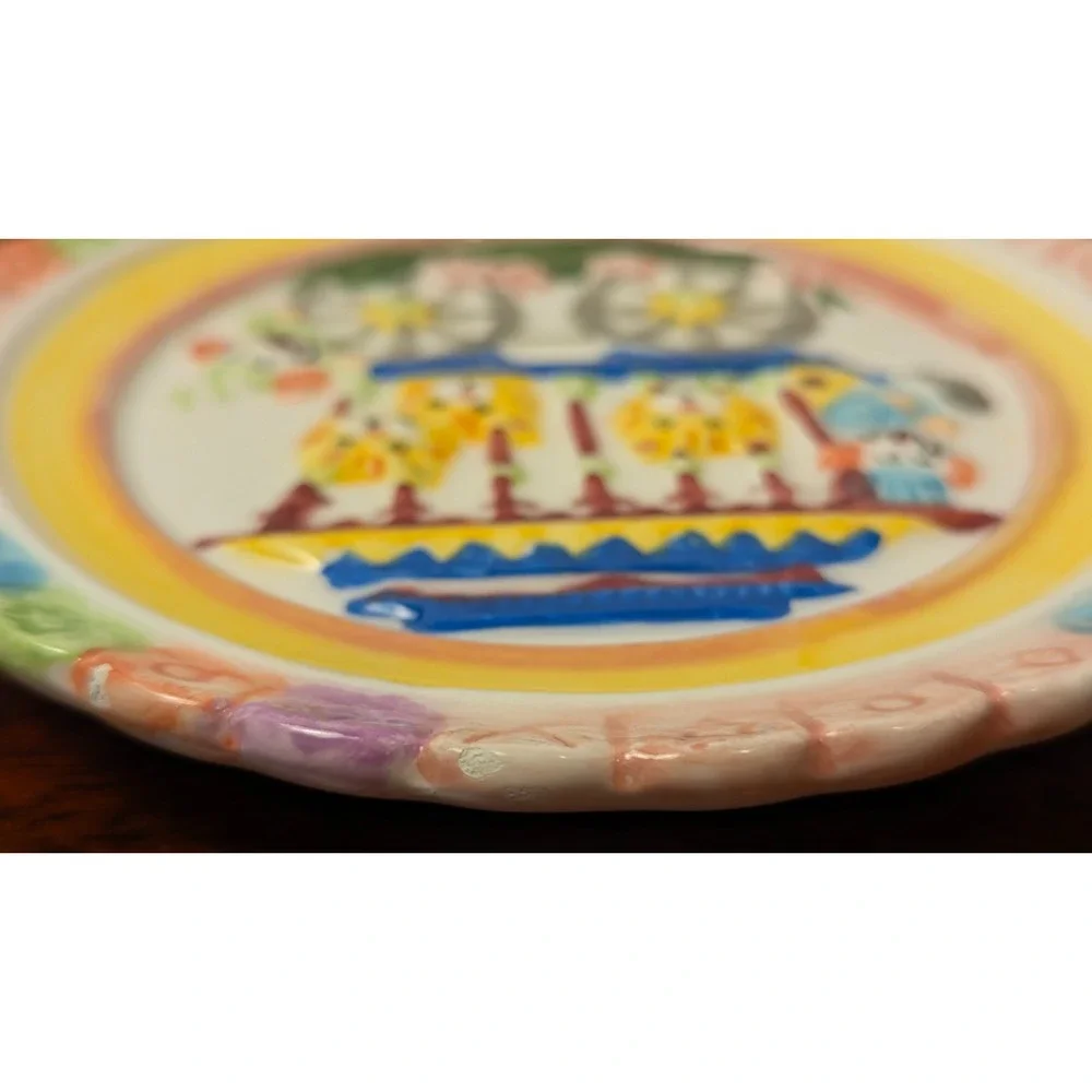 1995 Mercuries Childrens Circus Tea Set Plates Ceramic Animal Dish Lot 6pc